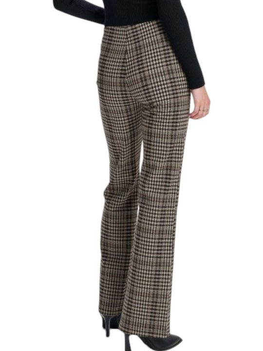 Ale - The Non Usual Casual Women's High-waisted Fabric Trousers Checked Multicolor