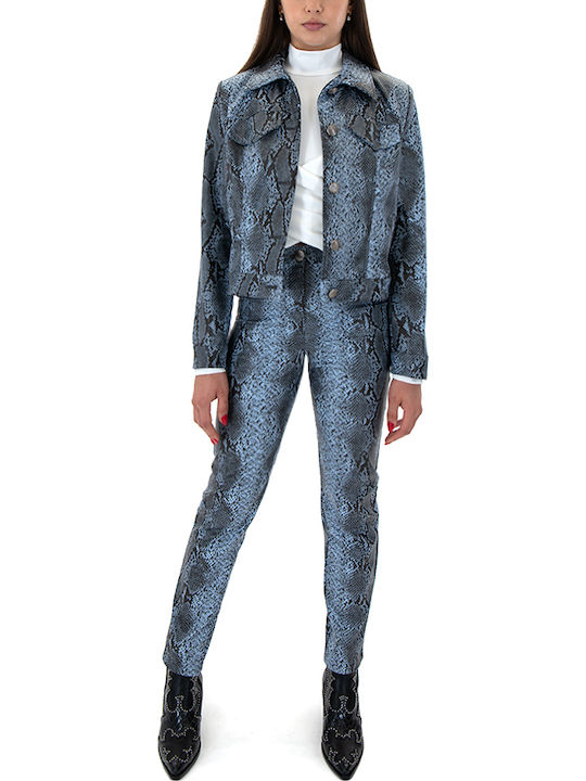 Twenty 29 Short Women's Leather Blazer Black-blue