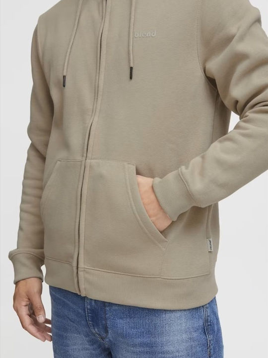 Blend Men's Sweatshirt Jacket with Hood Crockery (beige)