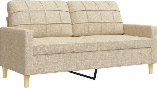 Vidaxl 3-teiliges Wohnzimmer-Set mit cremefarbenen Zierkissen Stoff 77x77x80cm Zweisitzer Dreisitzer Creme
