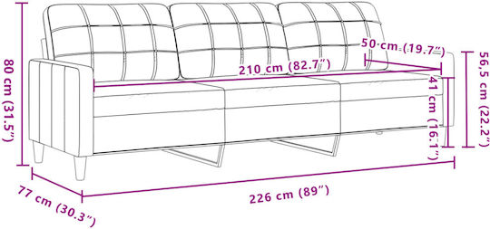 Vidaxl 3-частен комплект за всекидневна крем микрофибърна материя 77x77x80см двуместен диван крем