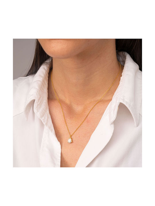 Excite-Fashion Necklace from Gold Plated Silver with Zircon