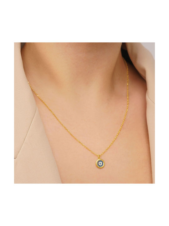 Excite-Fashion Necklace Eye from Gold Plated Silver with Zircon