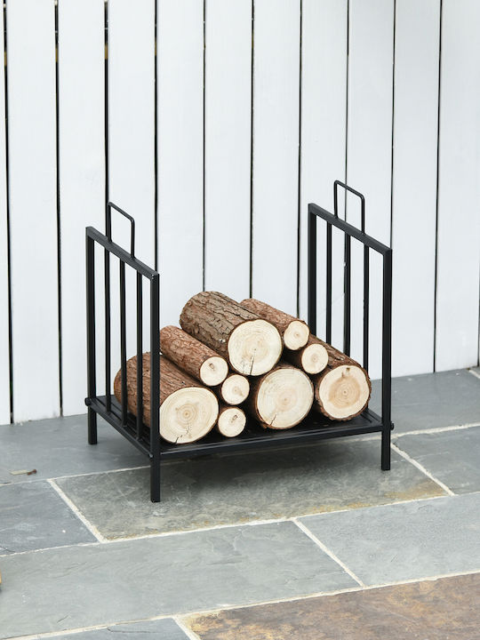 Outsunny Metalic Raft Depozitare lemne 44.5x33x46.5cm Negru