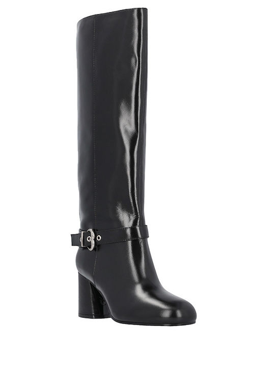 Pinko Leder Damenstiefel mit mittlerem Absatz Schwarz