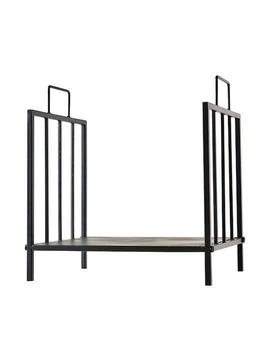 Outsunny Metalic Raft Depozitare lemne 44.5x33x46.5cm Negru