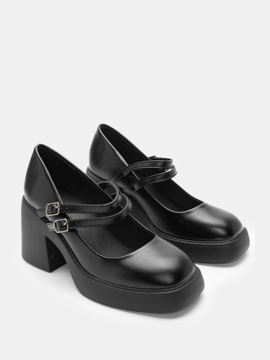 Sweet Shoes Pumps mit Riemchen & Chunky hoher Absatz Schwarz