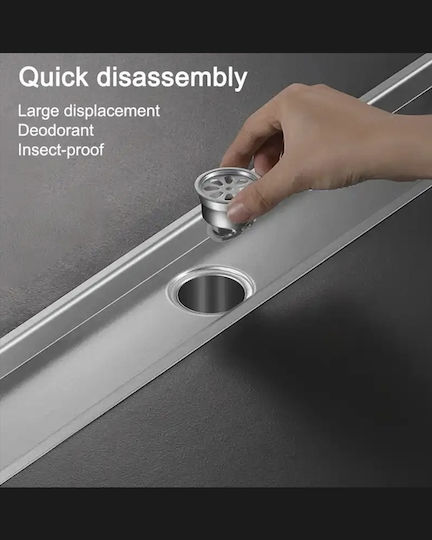 Naron Floordrain Rostfreier Stahl Kanal Boden mit Größe 60x8cm Silber