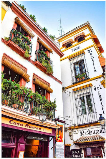 Πίνακας Colorful Building Facades Iron Balconies Πολύχρωμες Προσόψεις Κτιρίων Σιδερένια Μπαλκόνια 100x150