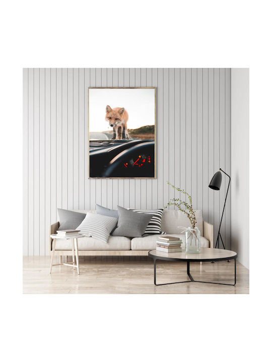 Gemälde Fuchs auf dem Armaturenbrett 60x90