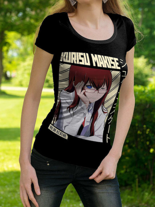 Kurisu Makise Poster Tricou Negru Bumbac