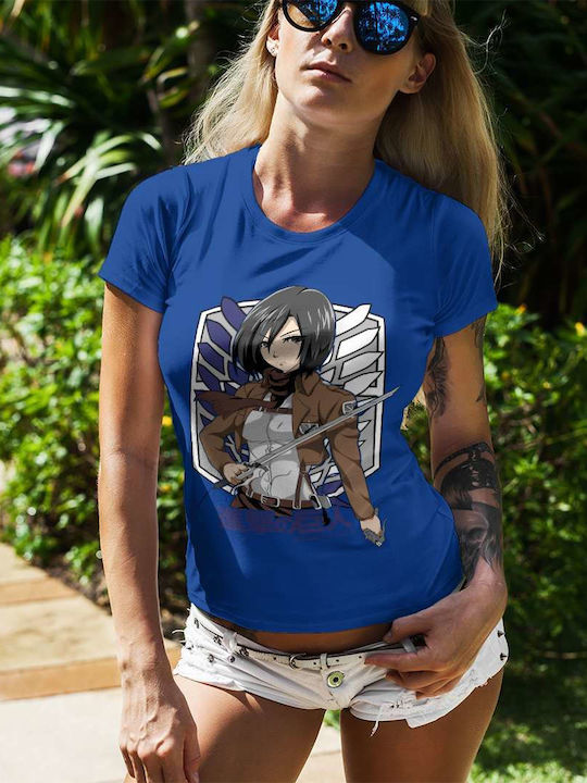 T-shirt Attack on Titan Μπλε Βαμβακερό