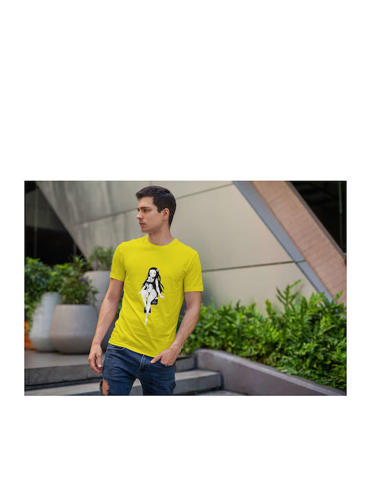 Character With Sign T-shirt Yellow Cotton