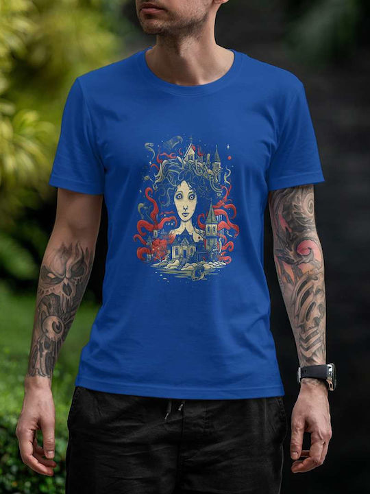 Haunted Dreamscape T-shirt Blue Cotton