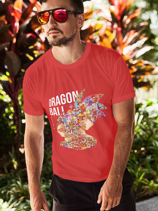 Collage Artwork T-shirt Dragon Ball Red Cotton