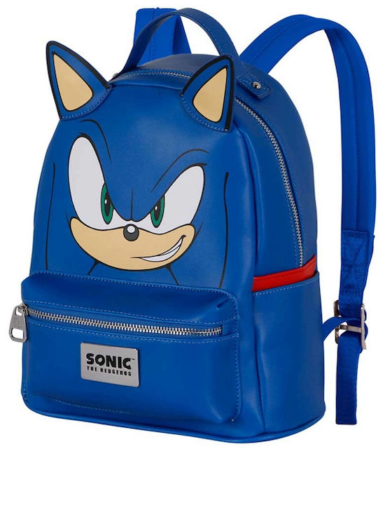 Sonic Σχολική Τσάντα Πλάτης Γυμνασίου - Λυκείου Μπλε
