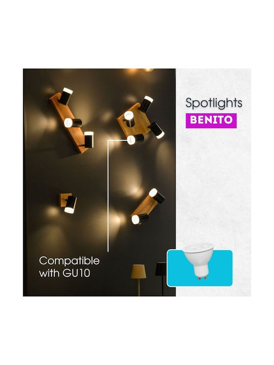 Vivalux Benito Spot with 4 Lights and with Socket GU10 in Black Color