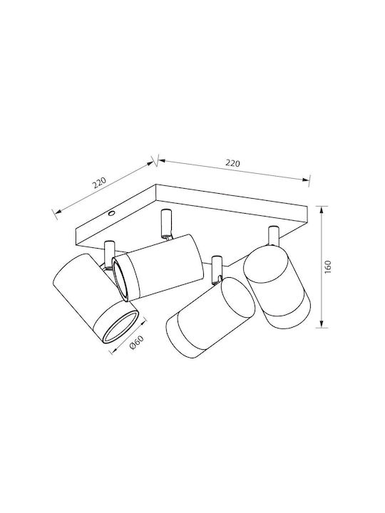 Vivalux Benito Spot with 4 Lights and with Socket GU10 in Black Color