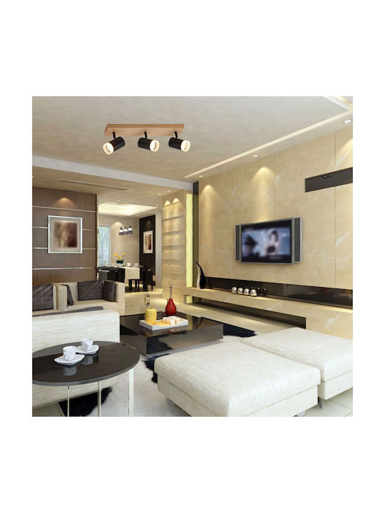 Vivalux Benito Triple Spot with Socket GU10 in Black Color