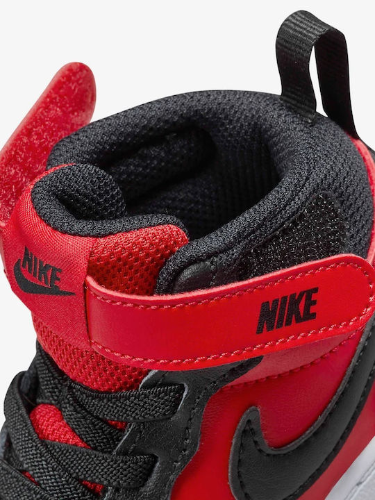Court Court Borough MID 2 TDV Kids Sports Shoes Basketball with Hoop & Loop Closure Black / White / University Red