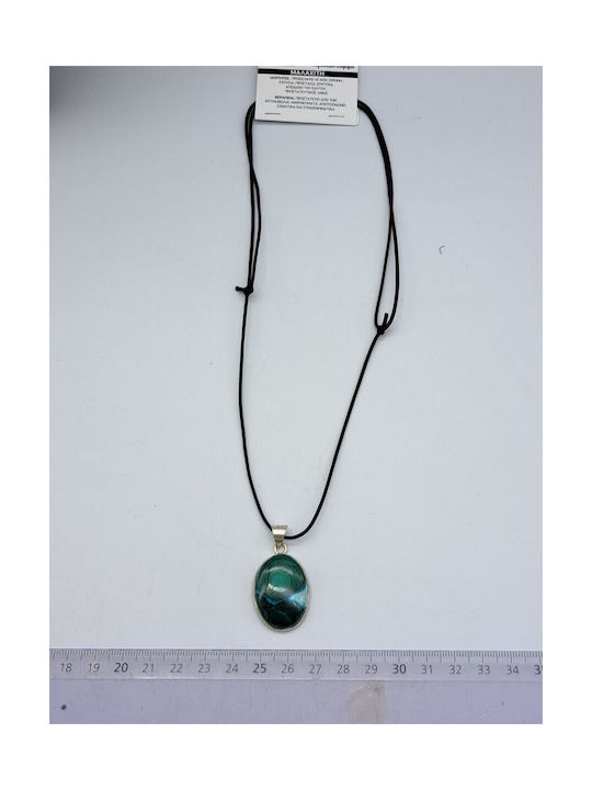 Silver Plated Malachite Oval Cut Cabochon Necklace