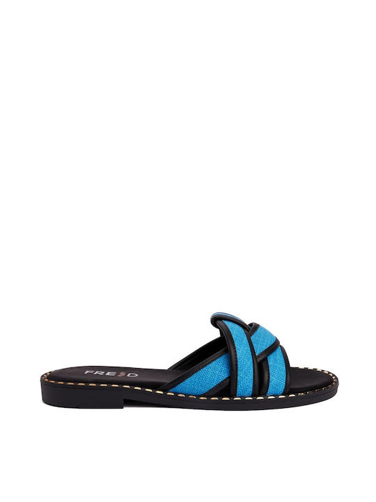 Keep Fred Leather Women's Flat Sandals in Blue Color