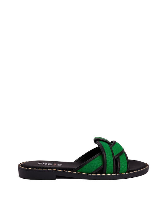 Keep Fred Leather Women's Flat Sandals in Green Color