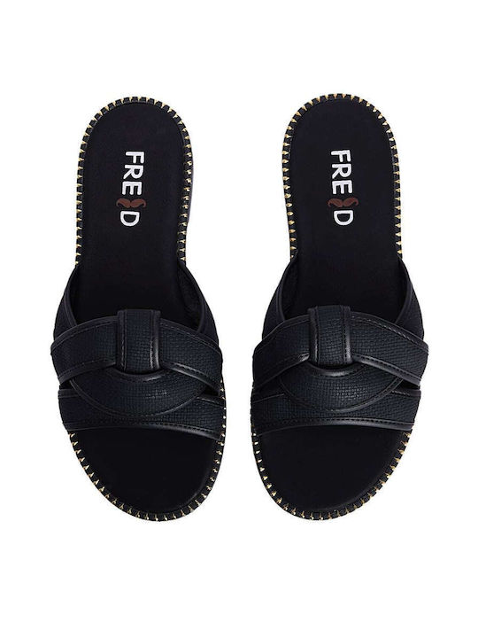 Keep Fred Leather Women's Flat Sandals in Black Color