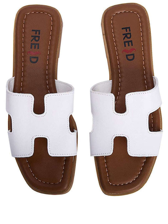 Keep Fred Leather Women's Flat Sandals in White Color