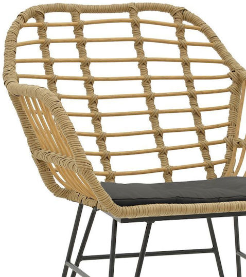 Set Sala De Mese Pentru Exterior Naoki X 5 Piese Naturale, Negru Cu Perne