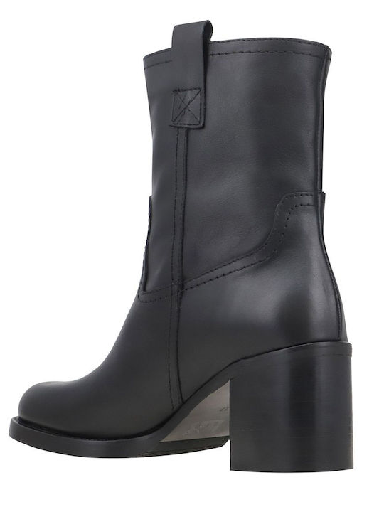 Leder Stiefeletten Damen Schwarz