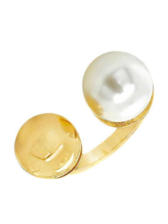 Rebecca Damen Ring mit Perlen Vergoldet