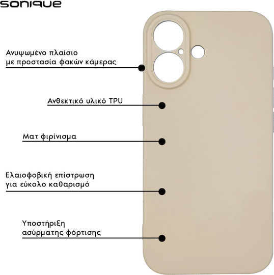 Husa din silicon My Colors Sonique pentru Apple iPhone 16 Bej