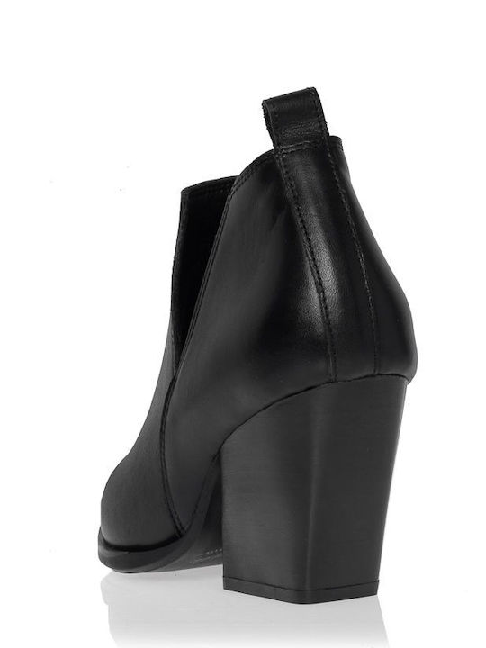 Leder Stiefeletten Damen Schwarz