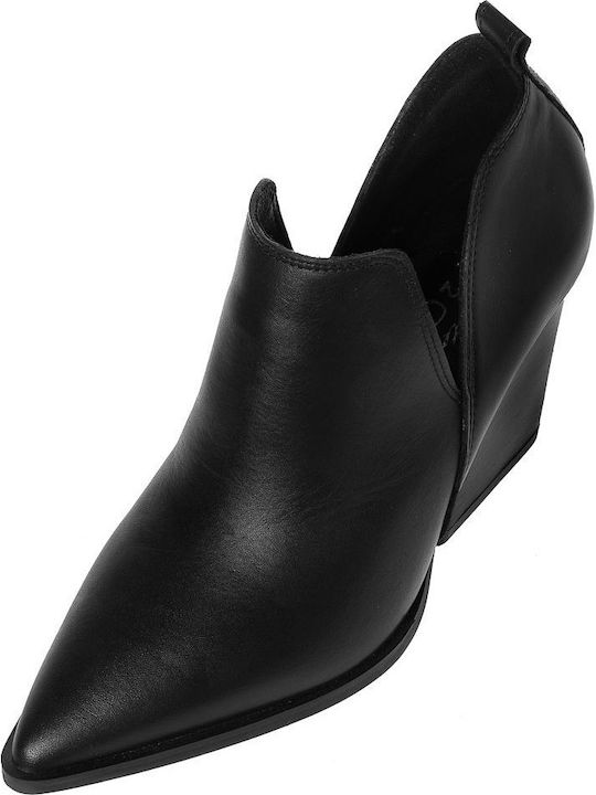 Leder Stiefeletten Damen Schwarz