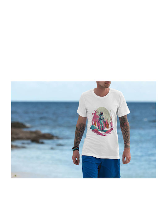 Astronaut In Alien Forest T-shirt White Cotton