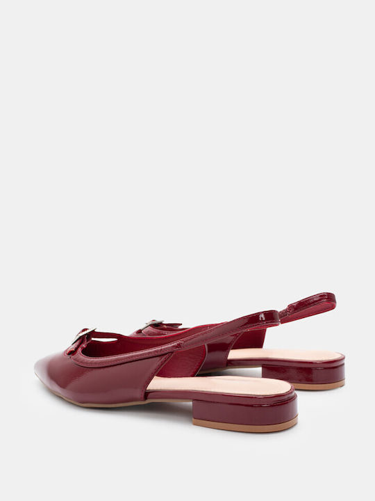 Luigi Pointed Toe Burgundy Low Heels with Strap