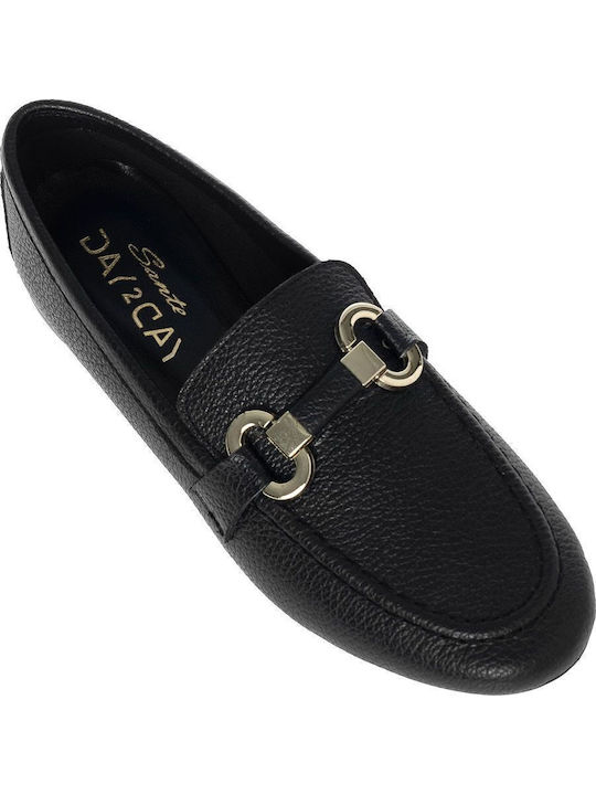 Leather Women's Moccasins in Black Color