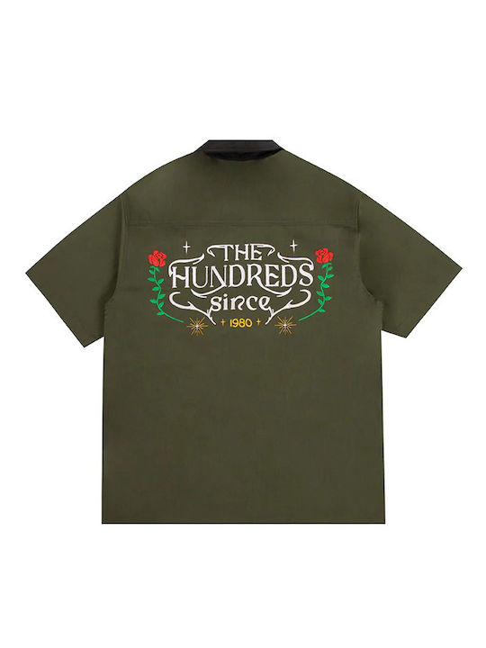 The Hundreds Hundreds Cămașă Bărbătească Cu mânecă scurtă Camo Military Green, Khaki