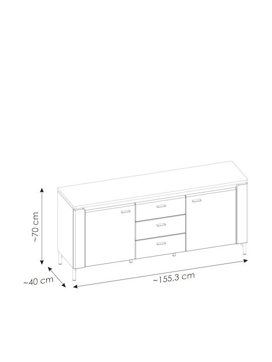 TV Stand Eclat I from Metal & Wood with LED Lighting Mauro L155.3xW40xH70cm