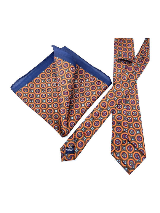 Legend Accessories Men's Tie Silk Printed in Orange Color