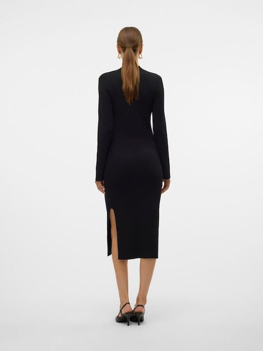 Vero Moda Dress Knitted with Slit Black