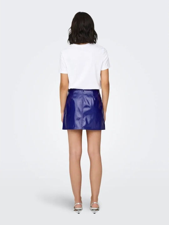 Only Leather Mini Skirt Blue