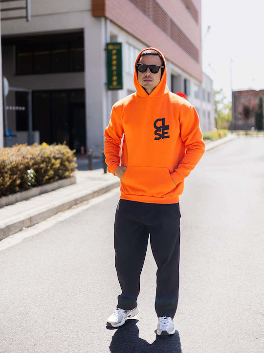 Close Society Herren Sweatshirt mit Kapuze Orange