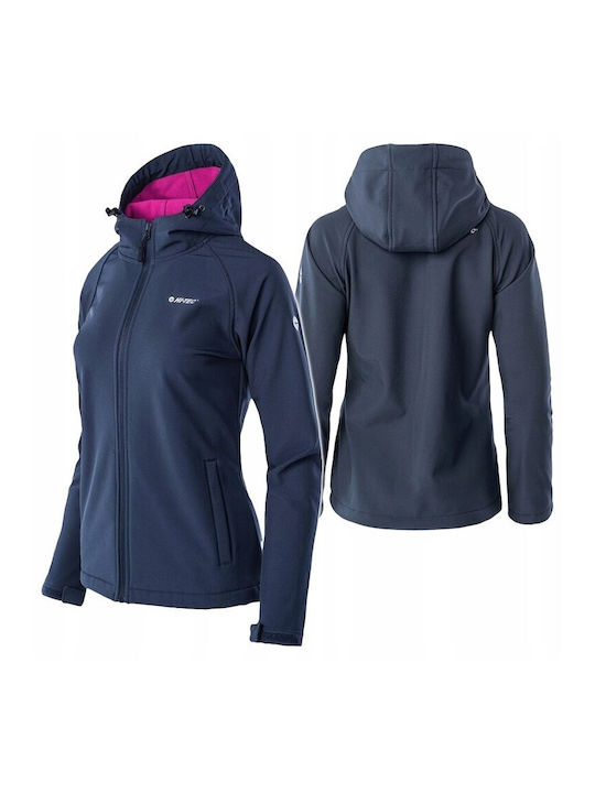 Hi-Tec Lady Neti Women's Short Sports Jacket Waterproof and Windproof for Winter with Hood Navy Blue