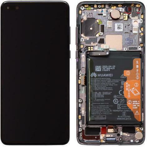 Οθόνη mit Touch-Mechanismus und Rahmen für Huawei P40 (Schwarz)