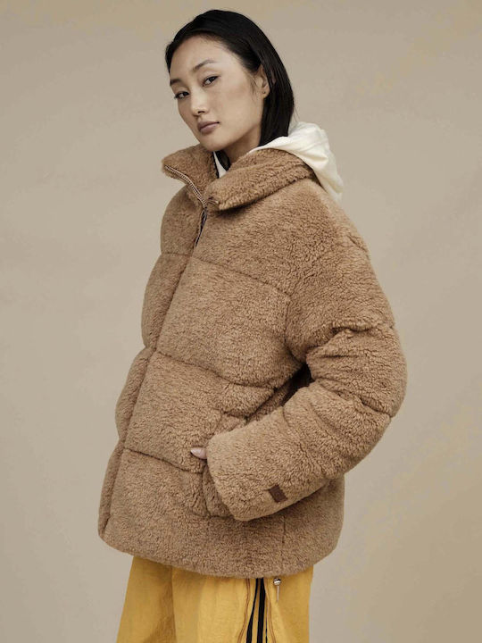 Ugg Australia Kurz Damen Puffer Jacke für Winter Braun