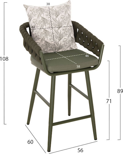 Σκαμπό Μπαρ από Αλουμίνιο Camden 56x60x108cm Σκαμπό Μπαρ από Αλουμίνιο Camden 56x60x108cm