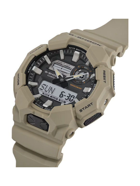 Casio G-shock Digital Men's Watch Chronograph Battery with Beige Rubber Strap