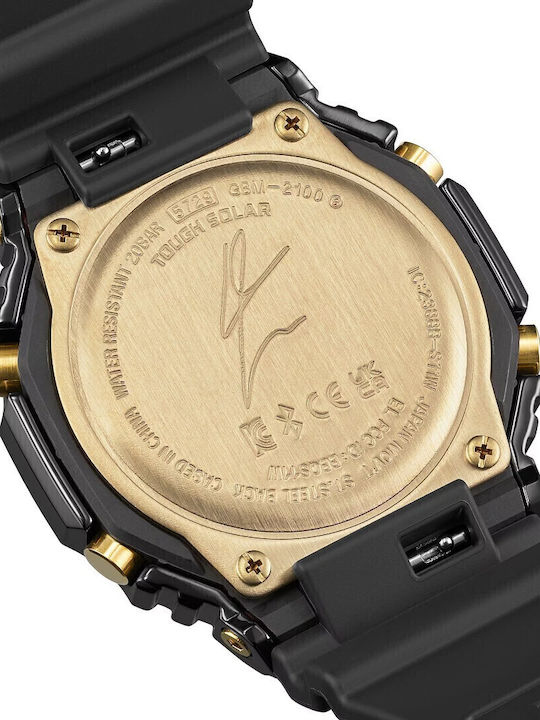 Casio Rui Hachimura Digital Herrenuhr Chronograph Batterie mit Schwarz Kautschukarmband